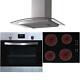 Sia 60cm Stainless Steel Digital Single Oven, 4 Zone Ceramic Hob & Curved Hood