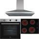 Sia 60cm Stainless Steel Electric Fan Oven, 4 Zone Ceramic Hob & Cooker Hood