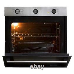 SIA 60cm Stainless Steel Electric Fan Oven, 4 Zone Ceramic Hob & Cooker Hood