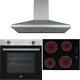 Sia 60cm Stainless Steel Electric Single Oven, 4 Zone Ceramic Hob & Cooker Hood