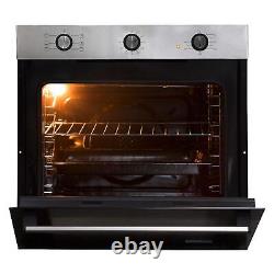 SIA 60cm Stainless Steel Fan Oven, 4 Zone Induction Hob & Curved Cooker Hood