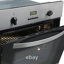 SIA 60cm Stainless Steel Single Electric Digital Fan Oven & 4 Burner Gas Hob