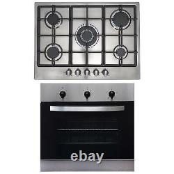 SIA 60cm Stainless Steel True Fan Electric Single Oven And 70cm 5 Burner Gas Hob