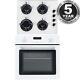Sia 60cm White Single Electric True Fan Kitchen Oven & 4 Burner Gas On Glass Hob