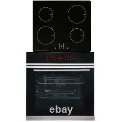 SIA BISO11SS 60cm Black Single Electric True Fan Oven & 4 Zone Induction Hob