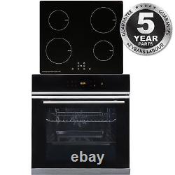 SIA BISO6SS 60cm Black Single Electric True Fan Oven & 4 Zone Induction Hob