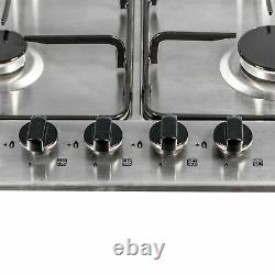 SIA Built In Double Electric Fan Oven & Stainless Steel 60cm 4 Burner Gas Hob