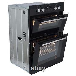 SIA Built In Double Electric Fan Oven & Stainless Steel 70cm 5 Burner Gas Hob