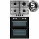 Sia Built Under Double Electric Fan Oven & 60cm 4 Burner Gas Stainless Steel Hob