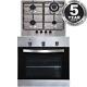 Sia So113ss 60cm Stainless Steel Electric Single Fan Oven & 4 Burner Gas Hob