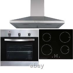 SIA SO113SS 60cm Stainless Steel Single Oven, 4 Zone Induction Hob & Extractor