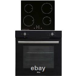SIA SSO10BL 60cm Black Built In 75L Electric Single Oven & 4 Zone Induction Hob