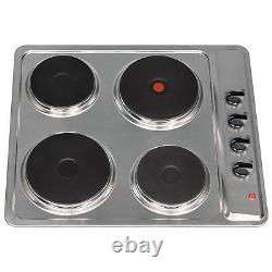 SO113SS 60cm Stainless Steel Single Oven, 4 Zone Solid Plate Hob & Curved Hood
