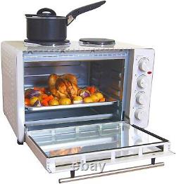 Tabletop Mini Oven & Grill with Double Hotplate Hobs, 45L, Igenix IG7145