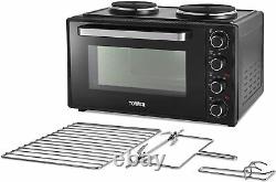 Tower T14045 42L Mini Oven with Hot Plates, 90 Min Timer, Black Brand New